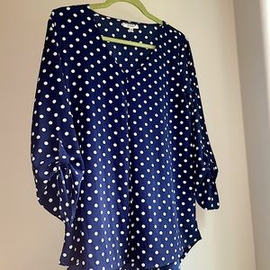 Navy Polka Dot Blouse